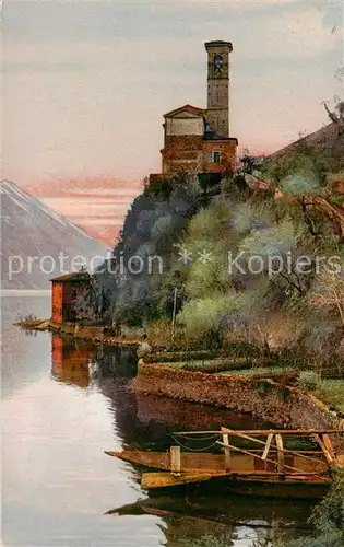 AK / Ansichtskarte  Albogasio_Lago_di_Lugano_IT Uferpartie am See Kirche Kuenstlerkarte 