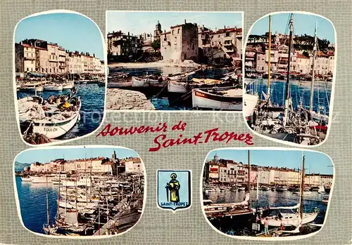 AK / Ansichtskarte Saint_Tropez_Var Barques de peche au port Port des pecheurs La Pouncho Un coin du port vu du phare Port et quai Jean Jaures Saint_Tropez_Var