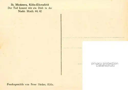 AK / Ansichtskarte  Ehrenfeld_Koeln St Mechtern Wandbild Der Tod kommt wie ein Dieb in der Nacht Ehrenfeld Koeln