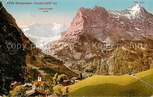AK / Ansichtskarte Grindelwald Blick zur Kirche Fernsicht Berner Alpen Grindelwald