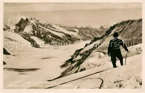 AK / Ansichtskarte Wengen__BE Jungfrau Besteigung Rueckblick unterhalb Rottalsattel auf den Aletschgletscher Berner Alpen 