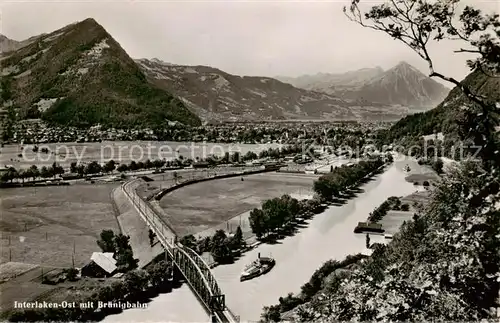 AK / Ansichtskarte Interlaken_BE Panorama mit Braeunigbahn Alpenpanorama Interlaken_BE