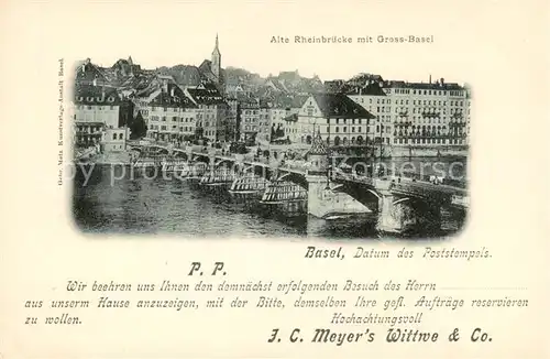 AK / Ansichtskarte Basel_BS Alte Rheinbruecke mit Gross Basel Basel_BS