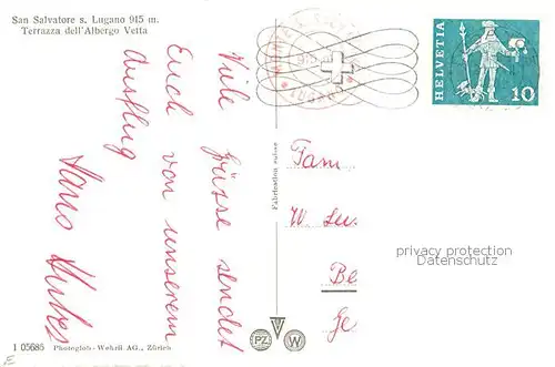 AK / Ansichtskarte Lugano_Lago_di_Lugano_TI Monte San Salvatore Terrazza dell Albergo Vetta Fernsicht 