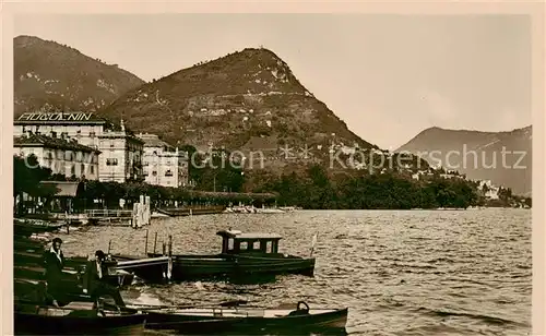 AK / Ansichtskarte Lugano_Lago_di_Lugano_TI Uferpartie am Luganersee mit Monte Bre 
