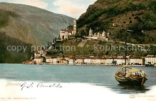 AK / Ansichtskarte Morcote_Lago_di_Lugano_TI Ansicht vom See aus Boot 