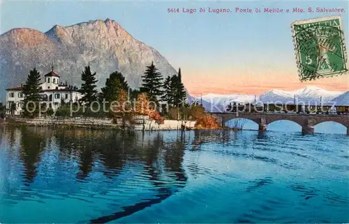 AK / Ansichtskarte Melide_Lago_di_Lugano Ponte e Monte San Salvatore Melide_Lago_di_Lugano