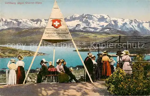 AK / Ansichtskarte Uetliberg_ZH Trigonometerische Station Schweizerischer Eidgenossenschaft Aussichtspunkt gegen Glarner Alpen Uetliberg ZH