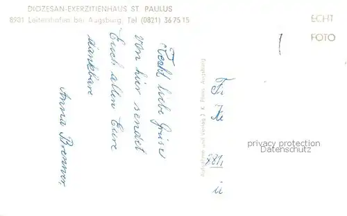 AK / Ansichtskarte 73800448 Leitershofen_Stadtbergen_Bayern Dioezsan Exerzitienhaus St Paulus 
