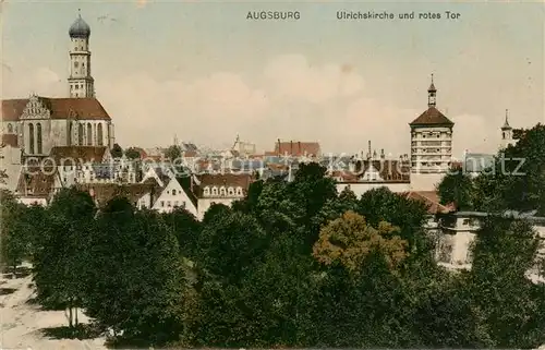 AK / Ansichtskarte 73800486 Augsburg Ulrichskirche und rotes Tor Augsburg