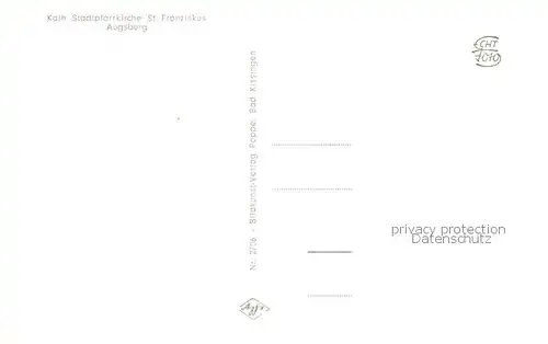 AK / Ansichtskarte  Augsburg Kath Stadtpfarrkirche St Franziskus Inneres Augsburg