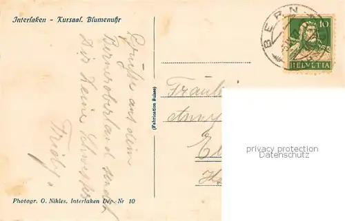 AK / Ansichtskarte Interlaken_BE Kursaal Blumenuhr Interlaken_BE