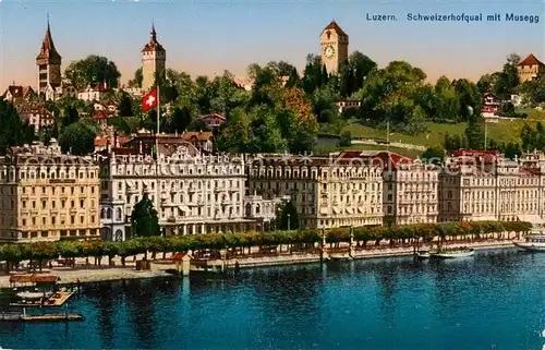 AK / Ansichtskarte Luzern__LU Schweizerhofquai mit Musegg Vierwaldstaettersee 