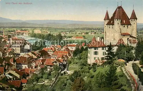 AK / Ansichtskarte Thun_BE Panorama mit Schloss Thun_BE