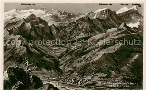 AK / Ansichtskarte Loeche les Bains_VS Gemmi Alpenpanorama aus der Vogelperspektive 