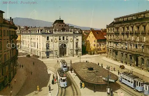 AK / Ansichtskarte Zuerich_ZH Paradeplatz Strassenbahn Zuerich_ZH