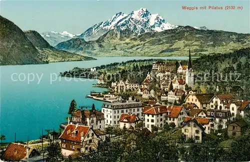 AK / Ansichtskarte Weggis_Vierwaldstaettersee Panroama mit Pilatus Weggis_Vierwaldstaettersee