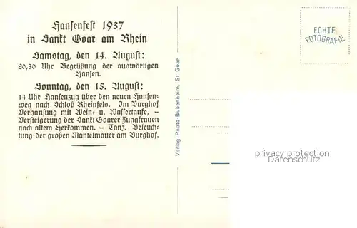 AK / Ansichtskarte 73800585 St_Goar_Rhein Hansenfest 1937 Wein und Wassertaufe Verhansung am eisernen Halsband 
