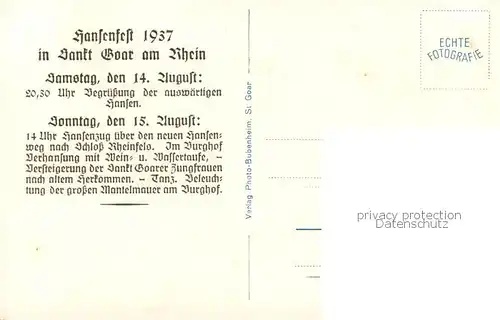 AK / Ansichtskarte  St_Goar_Rhein Hansenfest 1937 Wein und Wassertaufe Verhansung am eisernen Halsband 