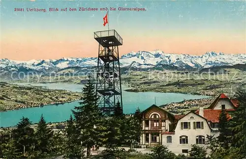 AK / Ansichtskarte Uetliberg_ZH Blick auf den Zuerichsee und die Glarneralpen Uetliberg ZH