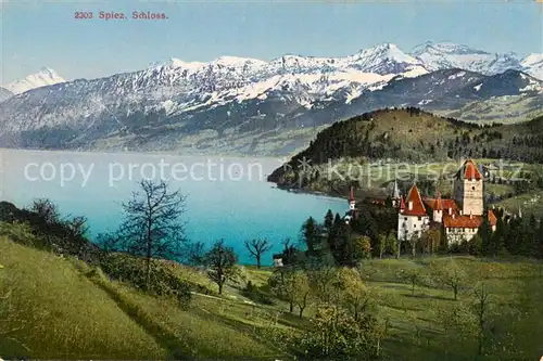 AK / Ansichtskarte Spiez_Thunersee_BE Schloss Spiez_Thunersee_BE