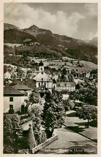 AK / Ansichtskarte Sachseln_OW Kirche und Hotel Kreuz Sachseln OW