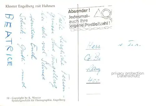 AK / Ansichtskarte Engelberg__OW Kloster Engelberg mit Hahnen 