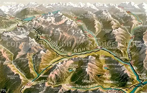 AK / Ansichtskarte Chur_GR Panoramakarte mit Albula Bahn Chur_GR