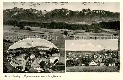 AK / Ansichtskarte  Marktoberdorf Alpenpanorama vom Schlossberg Ortsansichten Marktoberdorf