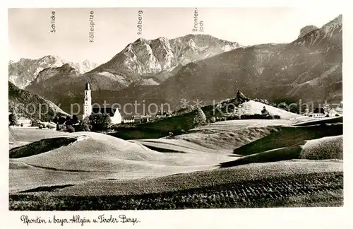 AK / Ansichtskarte 73800760 Pfronten mit Schlicke Koellespitze Rossbreg und Aggenstein Pfronten