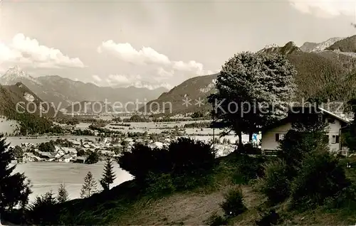 AK / Ansichtskarte 73800761 Pfronten Bergcafe Gaststaette Milchhaeusl mit Vilstal Saeuling und Zugspitze Pfronten