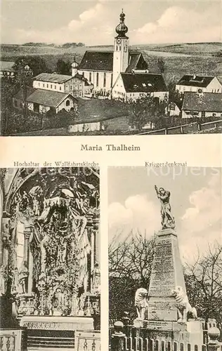 AK / Ansichtskarte  Maria_Thalheim_Fraunberg_Bayern Wallfahrtskirche Hochaltar Kriegerdenkmal 