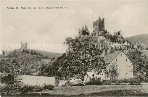 AK / Ansichtskarte  Manderscheid_Eifel Beide Burgen mit Bruecke Manderscheid Eifel