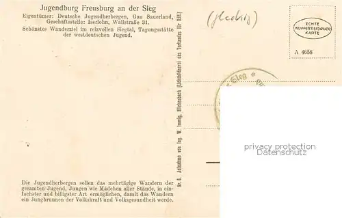 AK / Ansichtskarte  Freusburg_Kirchen_Sieg Jugendburg Freusburg an der Sieg Haus Schlossgarten mit Fluegelanbau 