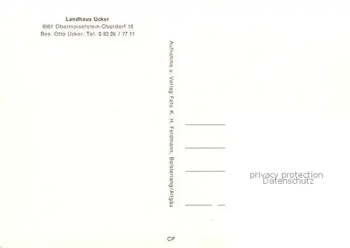 AK / Ansichtskarte 73800911 Obermaiselstein Landhaus uecker Obermaiselstein