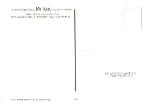 AK / Ansichtskarte  Wengen_Kempten_Allgaeu Modelleisenbahnschau Miniland Teilansichten Wengen_Kempten_Allgaeu