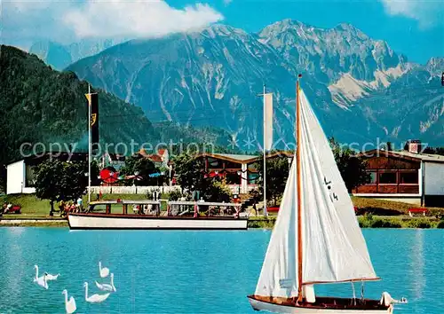 AK / Ansichtskarte  Fuessen_Forggensee Bootshafen Restaurant am Forggensee Panorama 