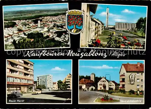 AK / Ansichtskarte  Neugablonz Panorama Herz Jesu Kirche Neuer Markt Haus der Industrie Neugablonz