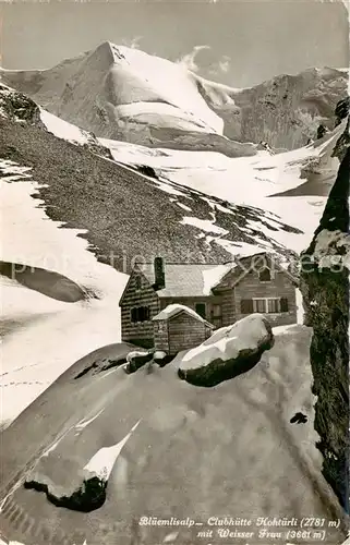 AK / Ansichtskarte Blueemlisalp_Rothorn Clubhuette Hohtuerli mit Weisser Frau Blueemlisalp Rothorn