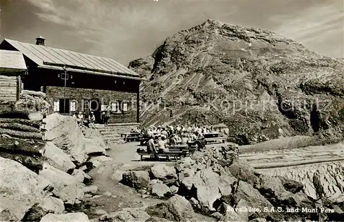 AK / Ansichtskarte Bovalhuette_SAC_2495m_Morteratsch_GR mit Mont Pers 