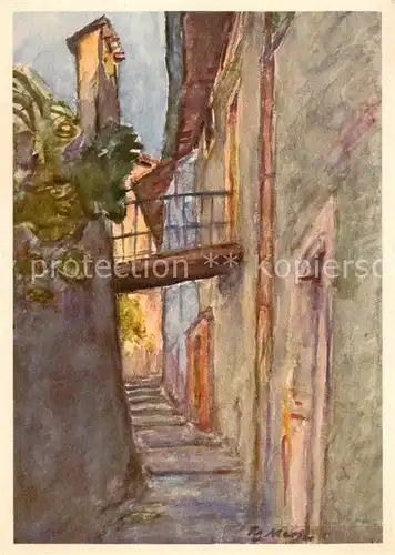 AK / Ansichtskarte Gandria_Lago_di_Lugano Strada con Ponticello Kuenstlerkarte Gandria_Lago_di_Lugano