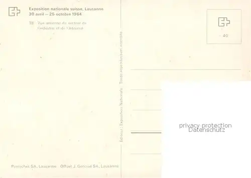AK / Ansichtskarte Lausanne_VD Exposition nationale suisse 1964 Vue aerienne du secteur de lindustrie et de l artisanat Lausanne VD