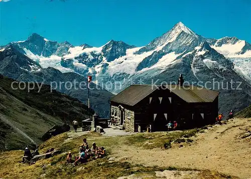 AK / Ansichtskarte Taeschhuette_2708m_VS mit Zinalrothorn Schallihorn Weisshorn 
