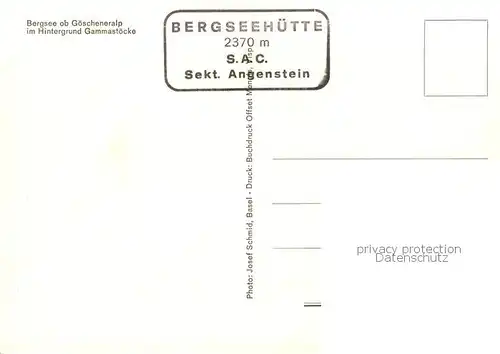 AK / Ansichtskarte Goeschenenalp_1800m_UR Bergsee mit Gammastoecke 