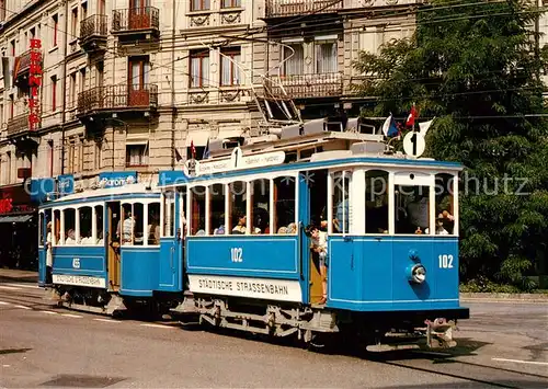 AK / Ansichtskarte Zuerich_ZH Verein Tram Museum Motorwagen Ce 2 2 102 mit Anhaenger C2 455 Strassenbahn Zuerich_ZH