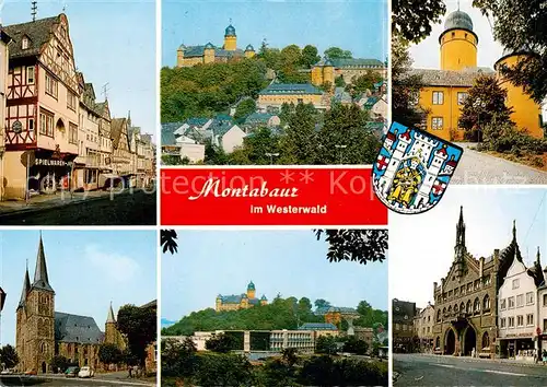 AK / Ansichtskarte 73801088 Montabaur_Westerwald Teilansichten Schloss Kirche Rathaus Montabaur_Westerwald