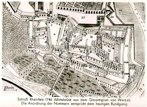 AK / Ansichtskarte 73801091 St_Goar_Rhein Schloss Rheinfels Mittelstueck aus dem Gesamtplan 