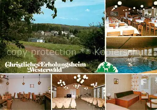 AK / Ansichtskarte 73801113 Rehe_Westerwald Stiftung Christliches Erholungsheim Westerwald Gastraeume Zimmer Hallenbad Rehe_Westerwald