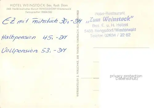 AK / Ansichtskarte  Rengsdorf Hotel Weinstock Rengsdorf