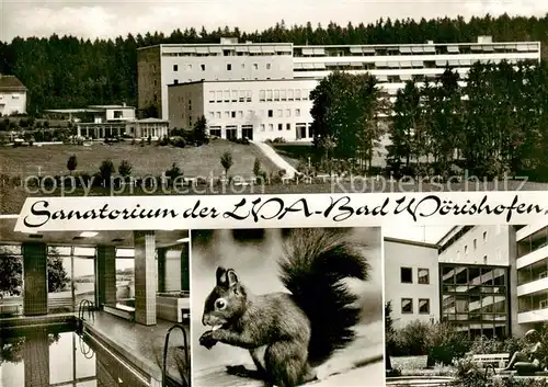 AK / Ansichtskarte  Bad_Woerishofen Sanatorium der LVA Bad Woerishofen Hallenbad Eichhoernchen Hansi Park Bad_Woerishofen